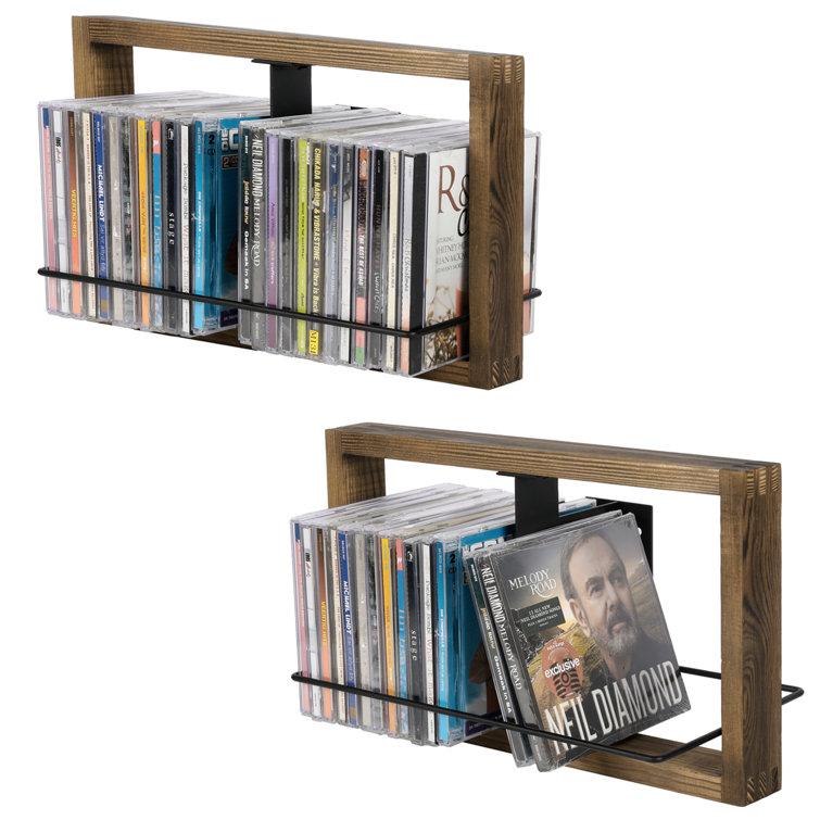 17 Stories Set Of 2 CD Multimedia Wall Mounted Dowel Rack Media Storage